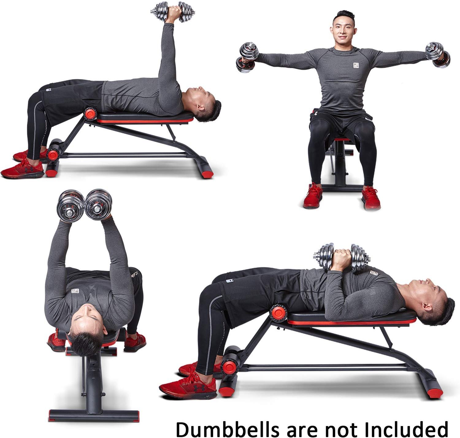 harisonfitness Compact Weight Bench with Dumbbel Rack