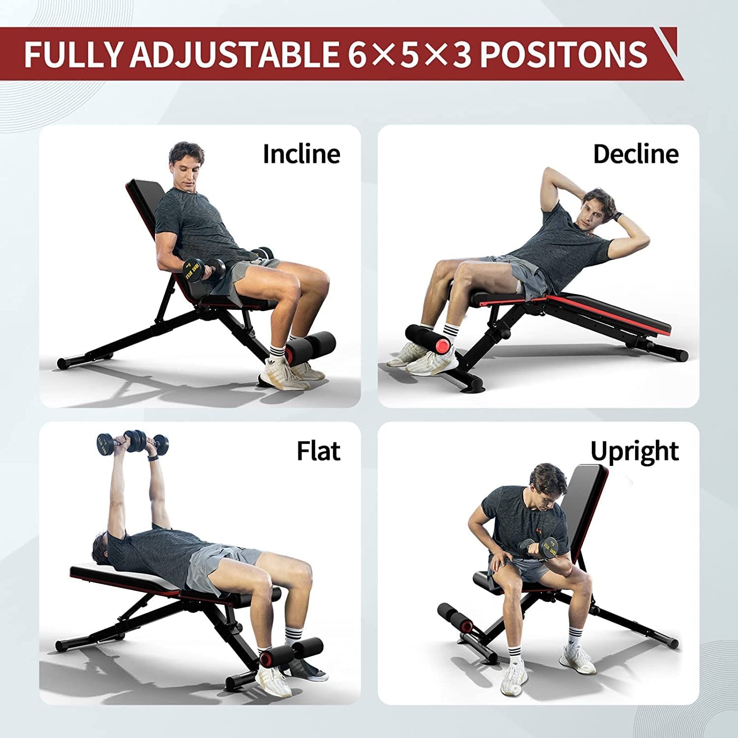 HARISON Adjustable Weight Bench Foldable Exercise Bench Multipurpose Incline Decline Workout Bench for Strength Training 608f (21)